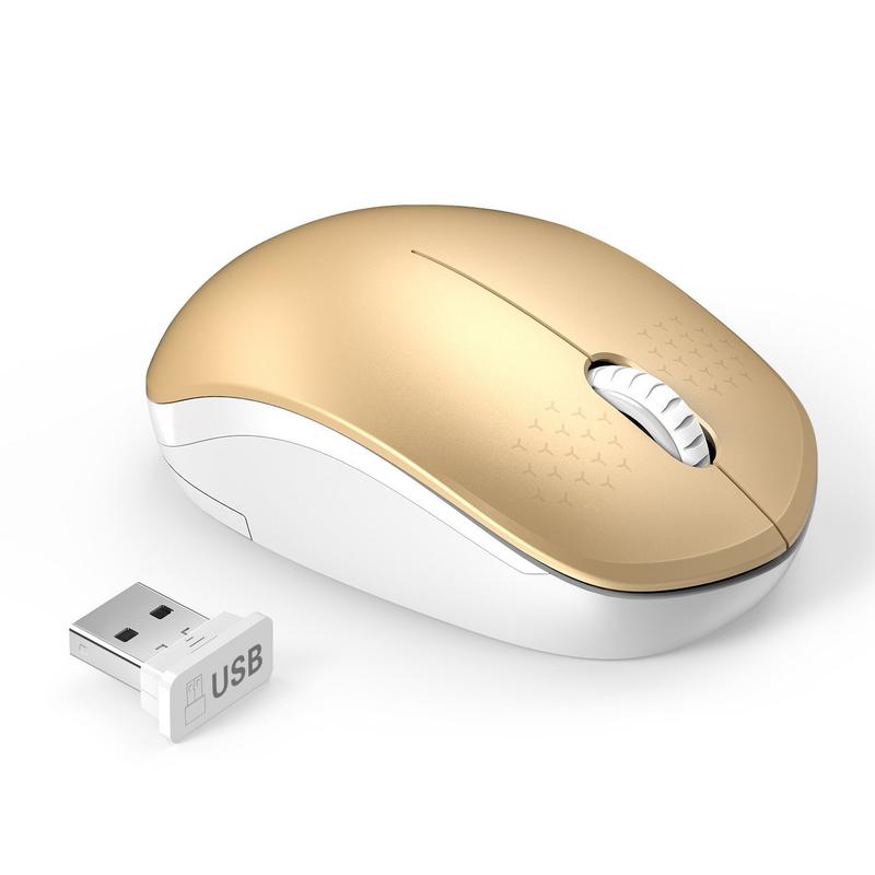 PERZOE Wireless Mouse Mute Click Mice Universal Ultra-Thin Ergonomics Rechargeable Mouse for Notebook Computer PC Accessory Rose Gold 